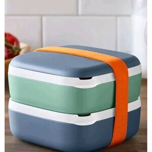 Pampered Chef Bento Lunch Box Picnic Storage w/ 3 Compartments Microwave Safe